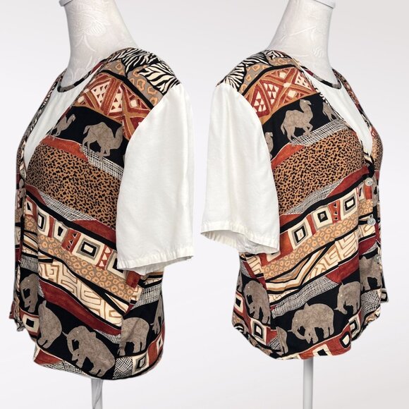 Vintage Bobbie Brooks Animal Print Button Up Shirt XL - Picture 4 of 9